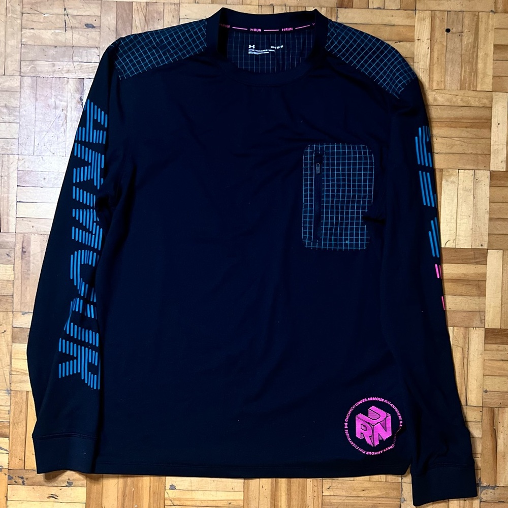 Under Armour Black Shirt with Blue and Pink Details
